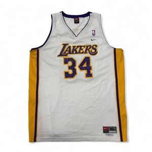 Nike Los Angeles Lakers Shaquille O'Neal Basketball Jersey Men XL White 90s Team